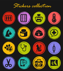 Veterinary clinic icons set