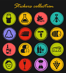 Vineyard and Wine icons set