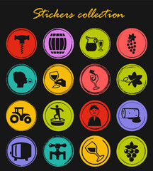 Vineyard and Wine icons set