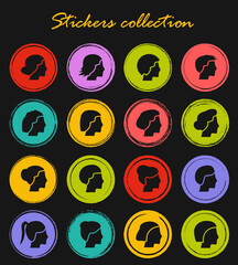 Womans hairstyles icons set