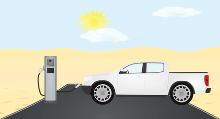 Electric car charging. vector illustration