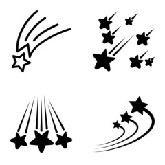 Starfall Flat Icon Set Isolated On White Background