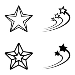 Stars1-2starfall Flat Icon Set Isolated On White Background