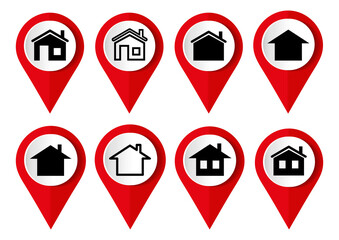 House, home concept vector icon set, flat design real estate pointers, infographic template.