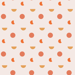Geometric shape seamless pattern. Abstract boho with moon phases. Bohemian style for clothing. Vector stock illustration