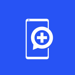 Telemedicine, online medical consultation icon with smart phone