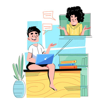Talking concept vector Illustration idea for landing page template, conversation and speaking dialogue as communication, social information sharing, speech or discussion,  Flat Styles