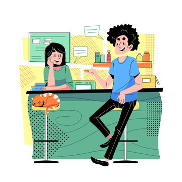 Talking concept vector Illustration idea for landing page template, conversation and speaking dialogue as communication, social information sharing, speech or discussion,  Flat Styles