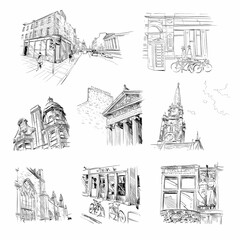 Edinburgh. Scotland. Hand drawn city sketch. Vector illustration.