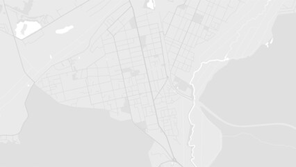 White and light grey Irpin city area vector background map, roads and water illustration. Widescreen proportion, digital flat design.