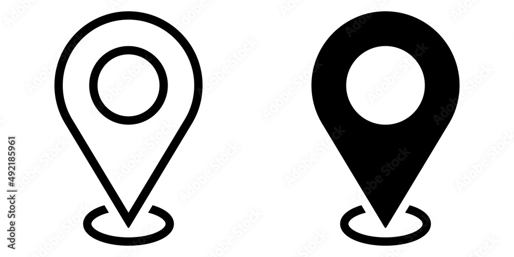 Fototapete ofvs4 OutlineFilledVectorSign ofvs - map pin location vector icon . isolated transparent . map markers . black outline and filled version . AI 10 / EPS 10 . g11279