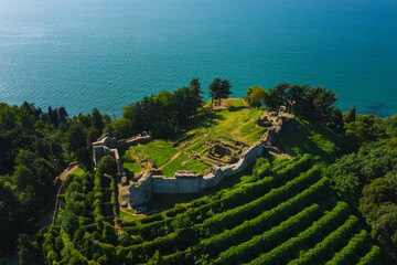The fortress Petra in Tsikhisdziri in Georgia. A fortress with a cascade garden in Kobuleti in Adjara. Abandoned lemonary on the Black Sea coast in Georgia