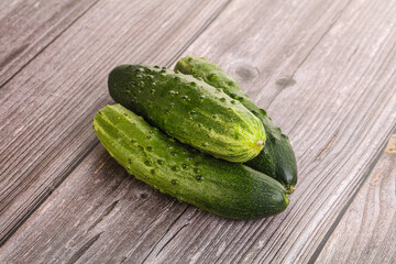 Fersh juicy green cucumbers heap