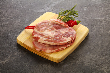 Raw pork meat neck steak