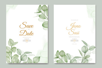 Watercolor eucalyptus wedding invitation card set