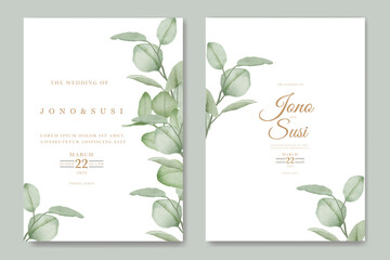 Watercolor eucalyptus wedding invitation card set