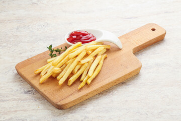 French fried potato over board