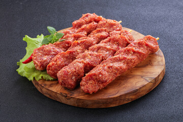 Raw beef kebab minced meat