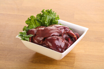 Raw chicken liver in the bowl