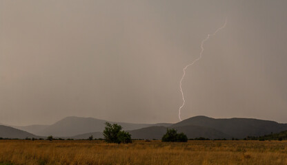 Lightening seen in the hills of Pilanesberg National Park