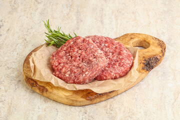 Raw beef burger cutlet for grill