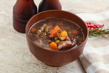 Soup with lentil and chicken
