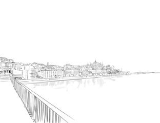 Stockholm. Sweden. European Union. Urban sketch. Hand drawn vector illustration