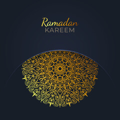 Ramadan kareem mandala style golden pattern background