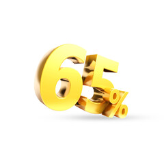 65% Golden symbol , 3D render