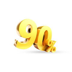 90% Golden symbol , 3D render