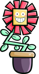 Funny squares flower smiling happily