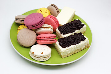 Exquisite French dessert macaroon with filling