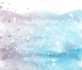 Watercolor line of blue paint, splash, smear, blot, abstraction. Abstract watercolor art frame. Strokes of paint, lines, splash. Horizontal line,background. Blue sea, Hill, fog mountain. snowdrift