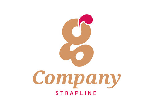 Letter G gelato, ice cream cone. Vector logo design
