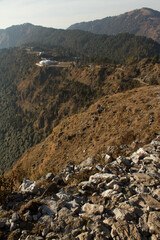 Scenic view of the valley from the george everest peak in mussoorie