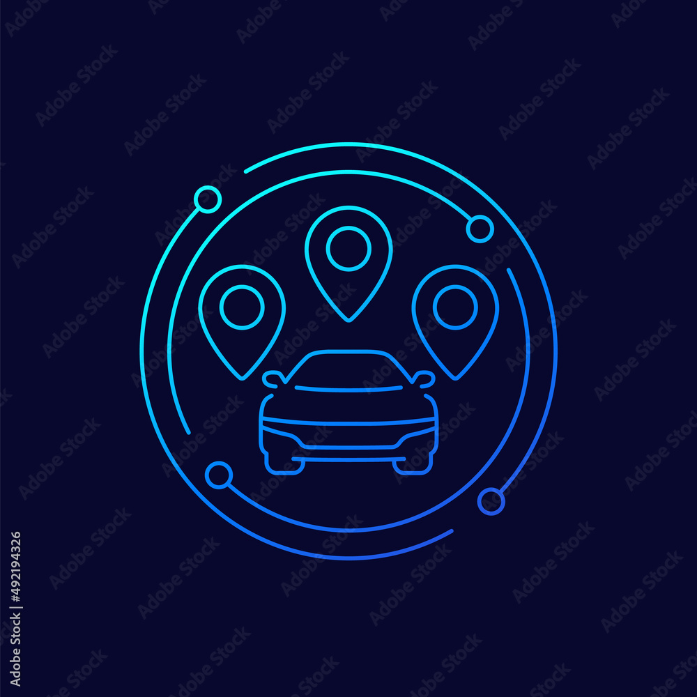 Sticker carpool line icon with a car