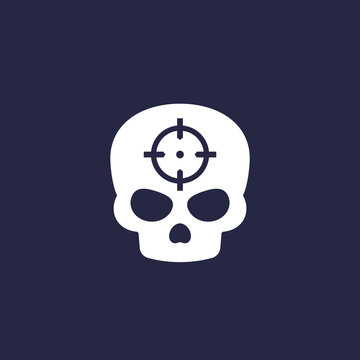 Headshot Icon With A Skull, Shot In The Head