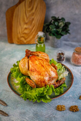Lyavangi or Lavangi with Roast chicken with Rice.Azerbaijan cuisine.
