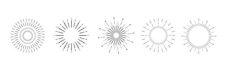 Vintage sunburst collection, fireworks for logotype or lettering design element.