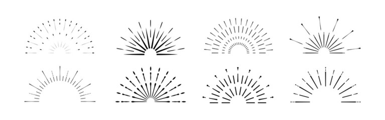 Vintage sunburst collection, fireworks for logotype or lettering design element.