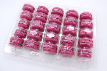 Exquisite French dessert macaroon in a package