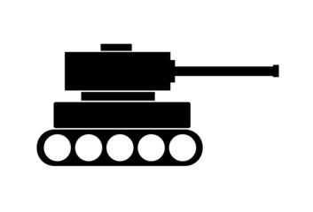 Silhouette of military tank. Military tank vector icon. Illustration of military tank on war. © Vector townz