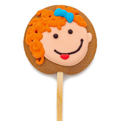 Gingerbread baby face with a smile, knowledge day at school