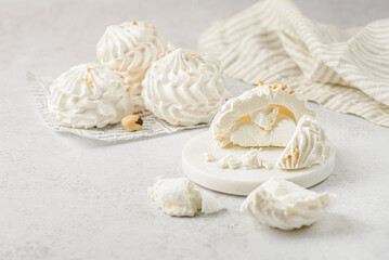 meringue cake with meringue cake in the cut