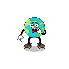 Character Illustration of earth with tongue sticking out