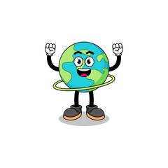 Character Illustration of earth playing hula hoop