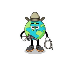 Character mascot of earth as a cowboy