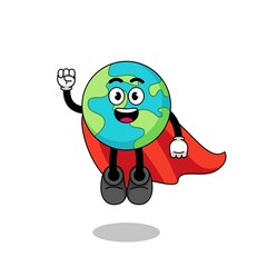 earth cartoon with flying superhero