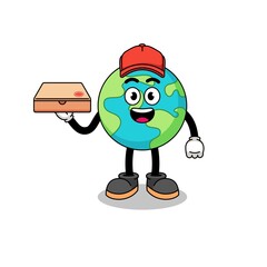 earth illustration as a pizza deliveryman