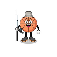Mascot Illustration of basketball fisherman